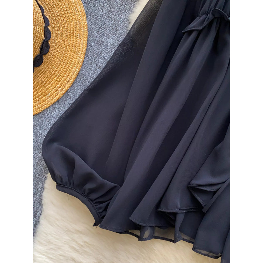 Ruffle Tie-Front Chiffon Blouse Apparel and Accessories