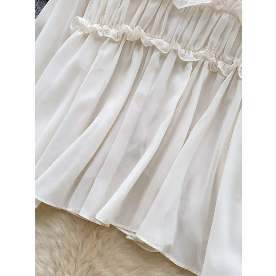 Ruffle Tie-Front Chiffon Blouse Apparel and Accessories
