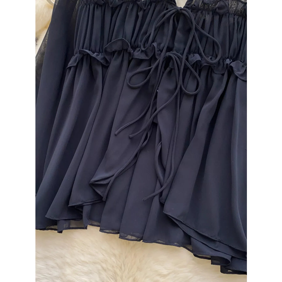 Ruffle Tie-Front Chiffon Blouse Apparel and Accessories