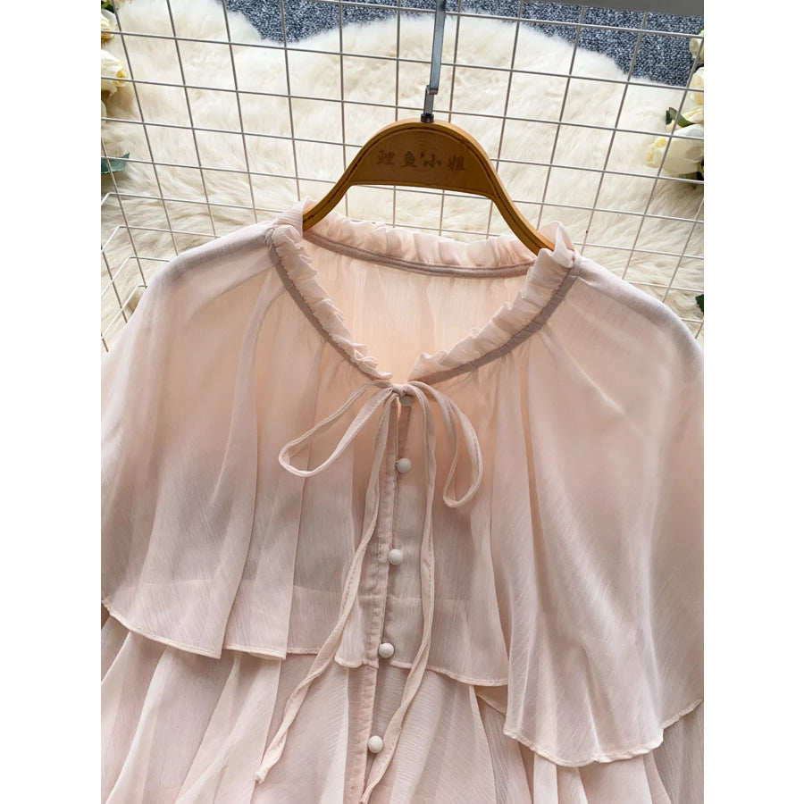 Ruffle Tiered Chiffon Blouse Apparel and Accessories