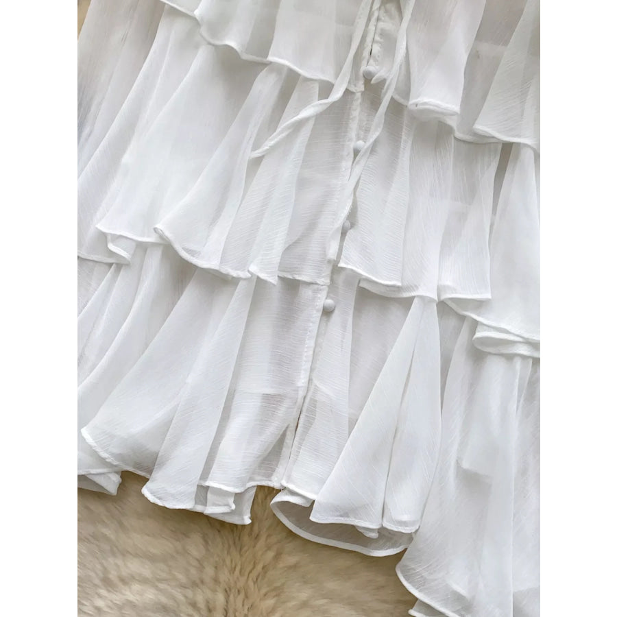 Ruffle Tiered Chiffon Blouse Apparel and Accessories