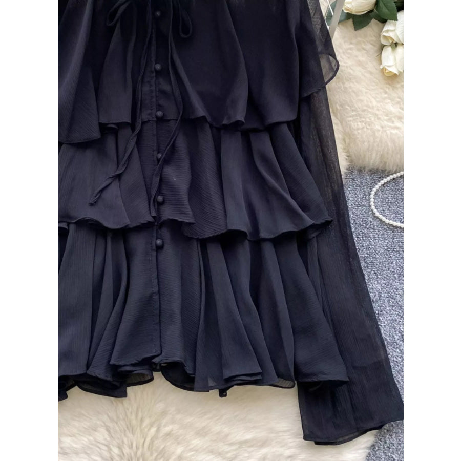 Ruffle Tiered Chiffon Blouse Apparel and Accessories
