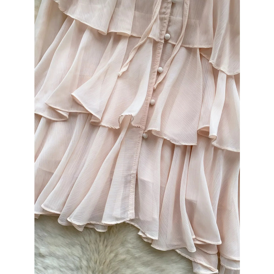 Ruffle Tiered Chiffon Blouse Apparel and Accessories
