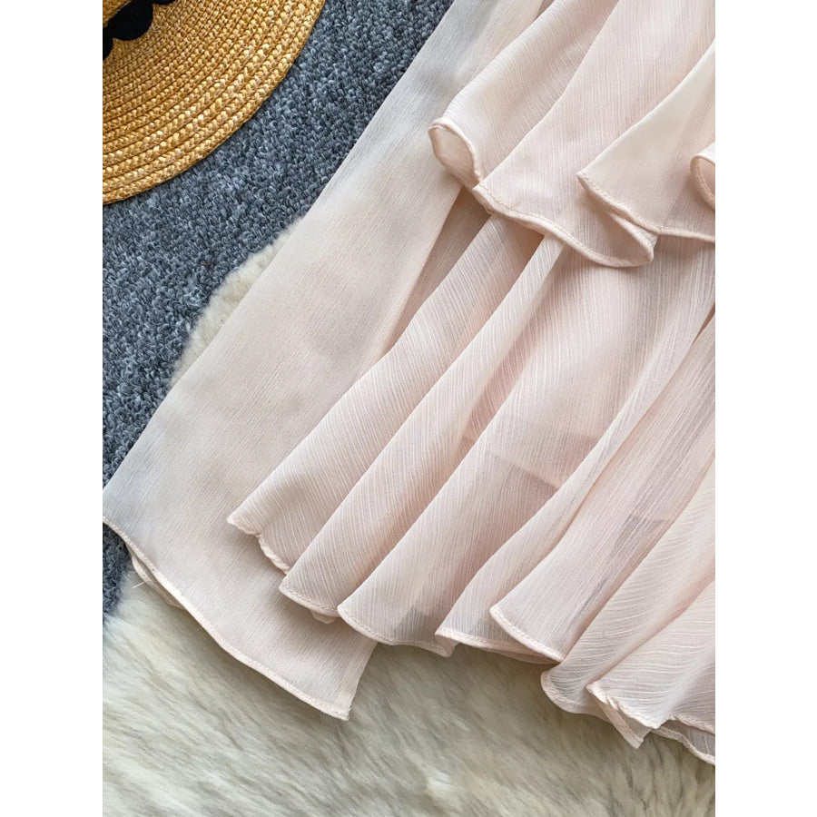 Ruffle Tiered Chiffon Blouse Apparel and Accessories