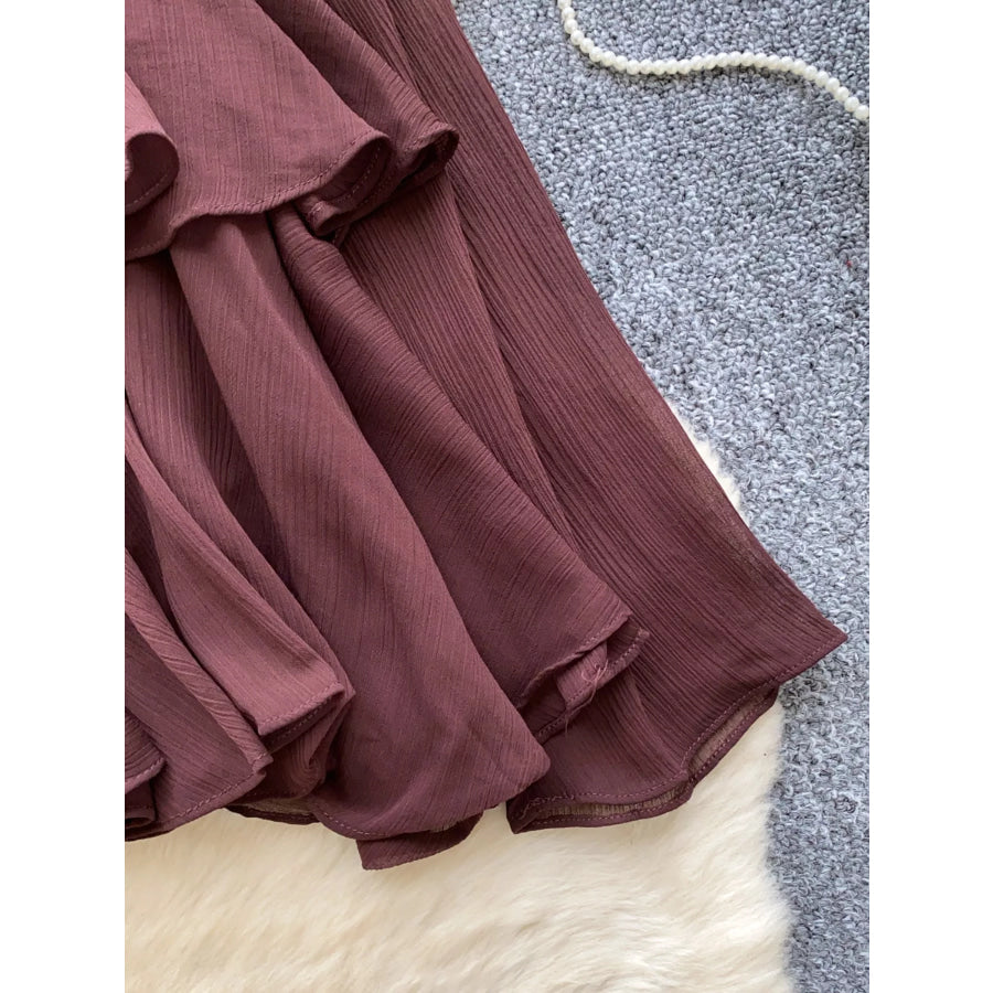 Ruffle Tiered Chiffon Blouse Apparel and Accessories