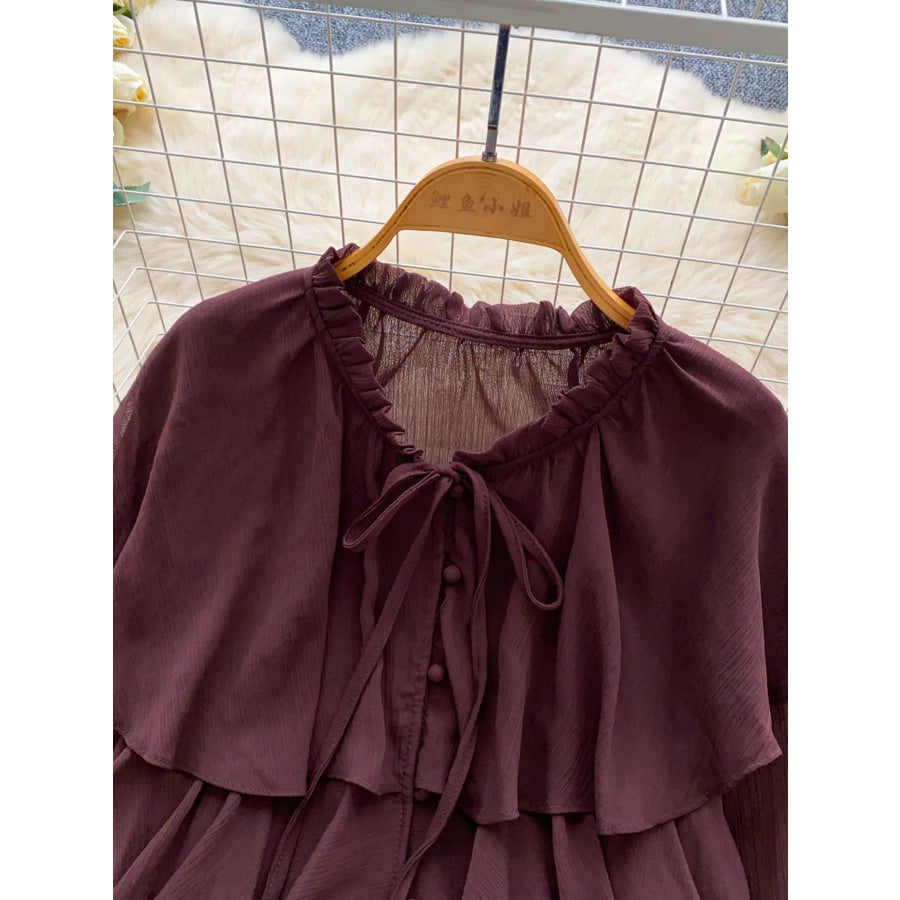 Ruffle Tiered Chiffon Blouse Apparel and Accessories