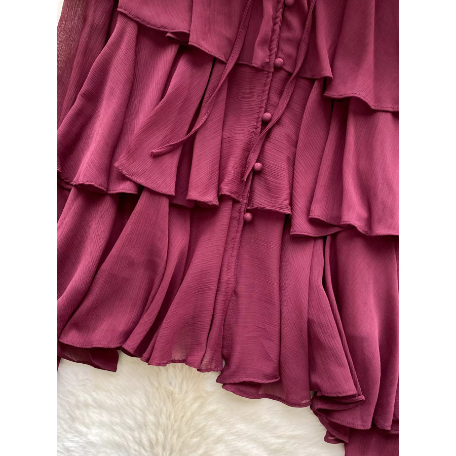 Ruffle Tiered Chiffon Blouse Apparel and Accessories
