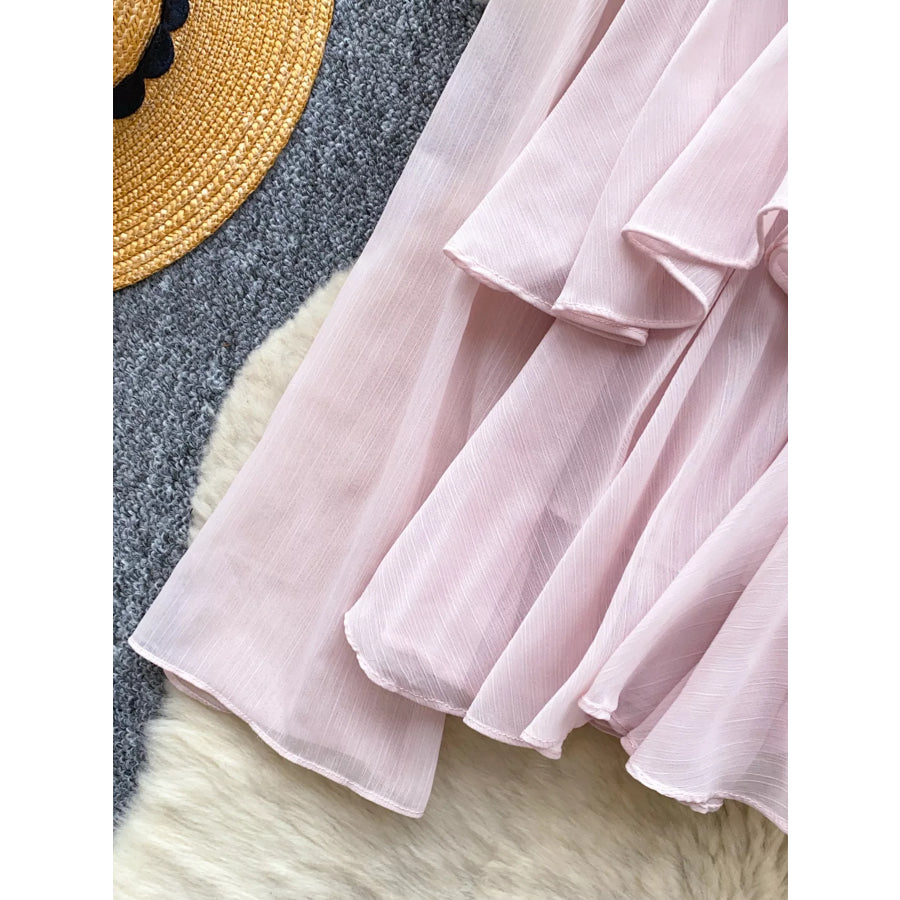 Ruffle Tiered Chiffon Blouse Apparel and Accessories