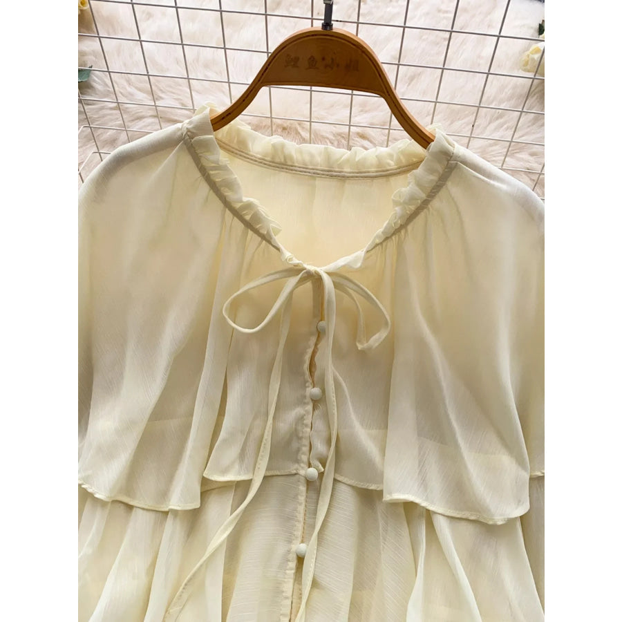 Ruffle Tiered Chiffon Blouse Apparel and Accessories