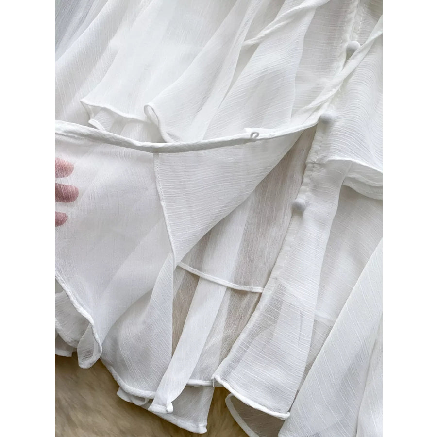 Ruffle Tiered Chiffon Blouse Apparel and Accessories