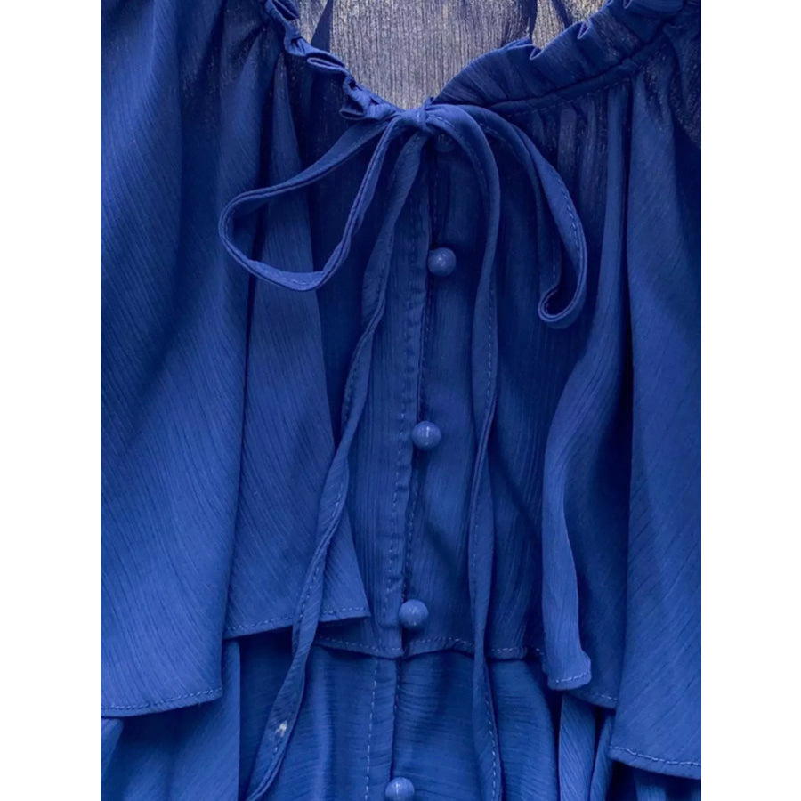 Ruffle Tiered Chiffon Blouse Apparel and Accessories