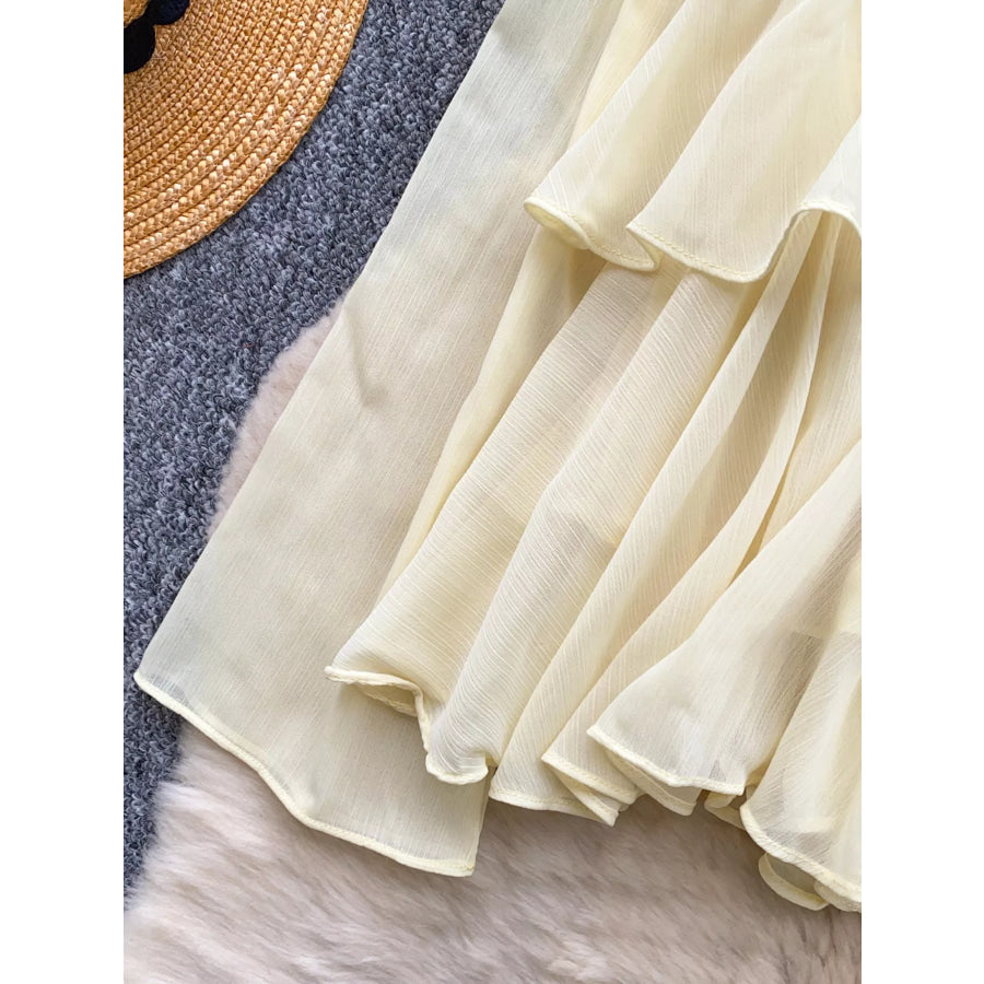 Ruffle Tiered Chiffon Blouse Apparel and Accessories