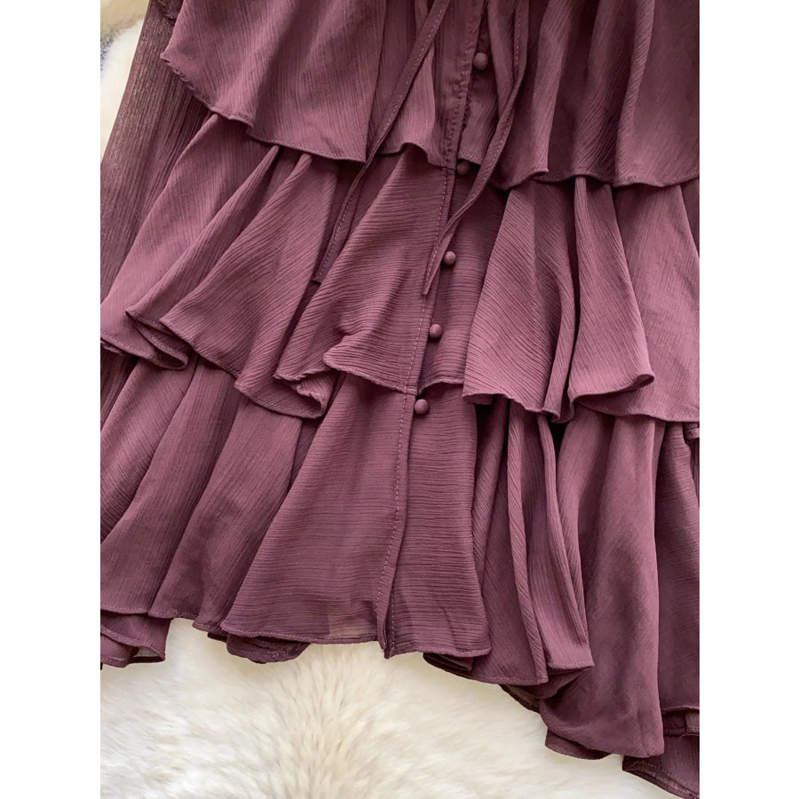 Ruffle Tiered Chiffon Blouse Apparel and Accessories