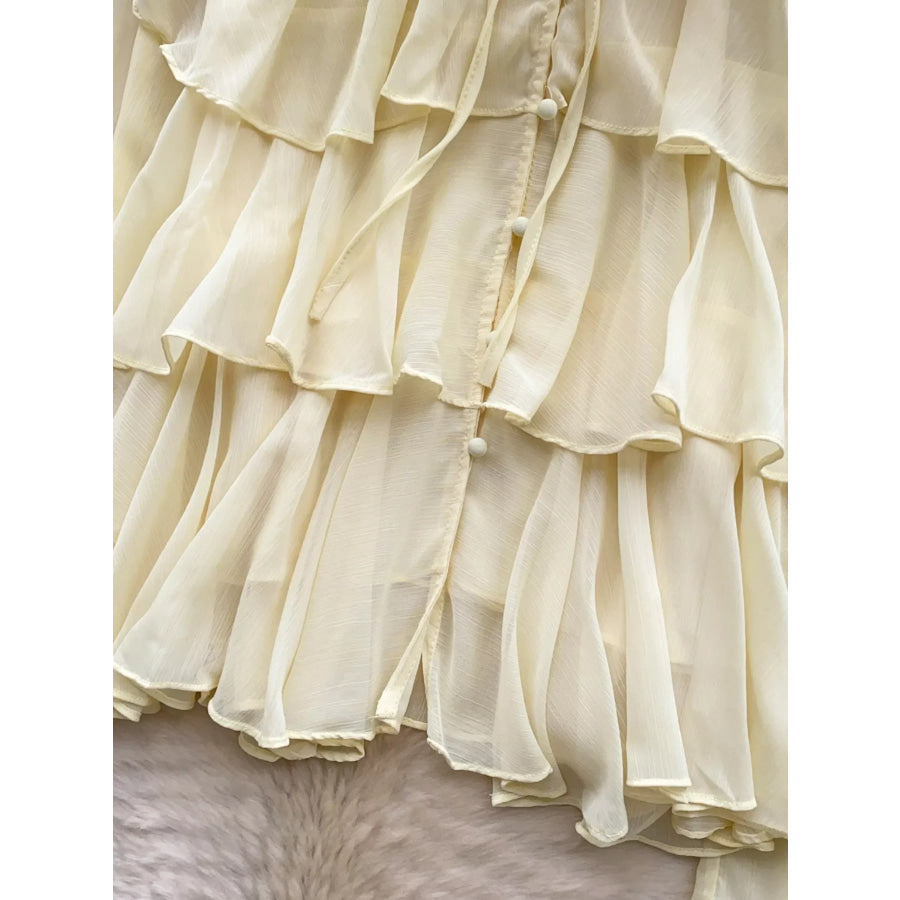 Ruffle Tiered Chiffon Blouse Apparel and Accessories
