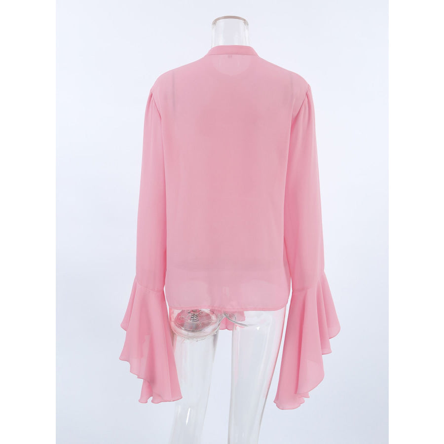Ruffle Trim Flounce Sleeve Blouse Apparel and Accessories