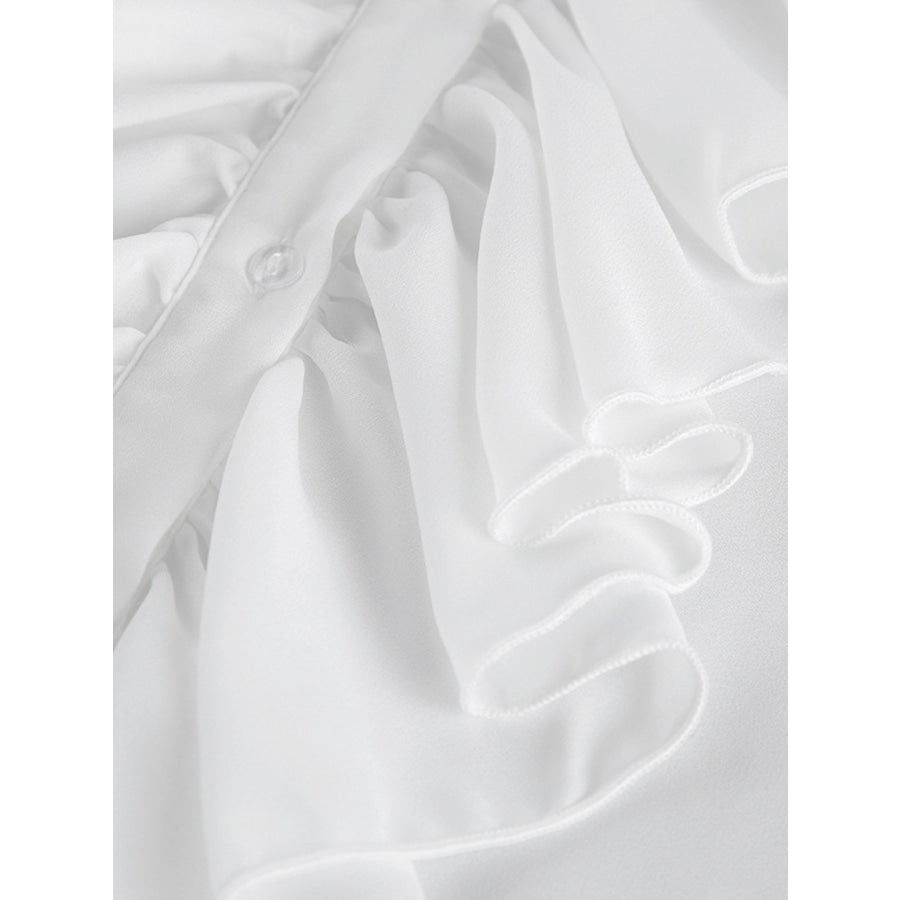 Ruffle Trim Flounce Sleeve Blouse Apparel and Accessories