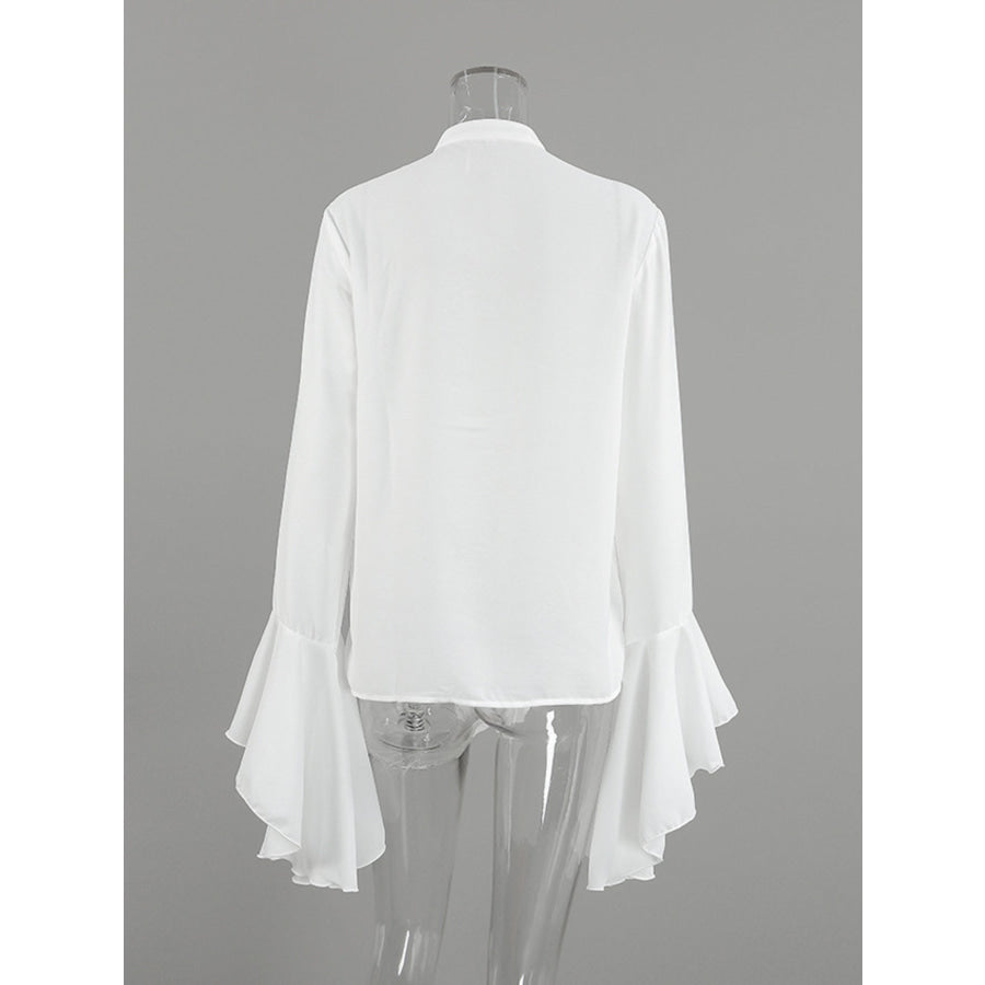 Ruffle Trim Flounce Sleeve Blouse Apparel and Accessories