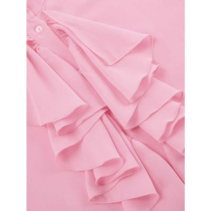 Ruffle Trim Flounce Sleeve Blouse Apparel and Accessories
