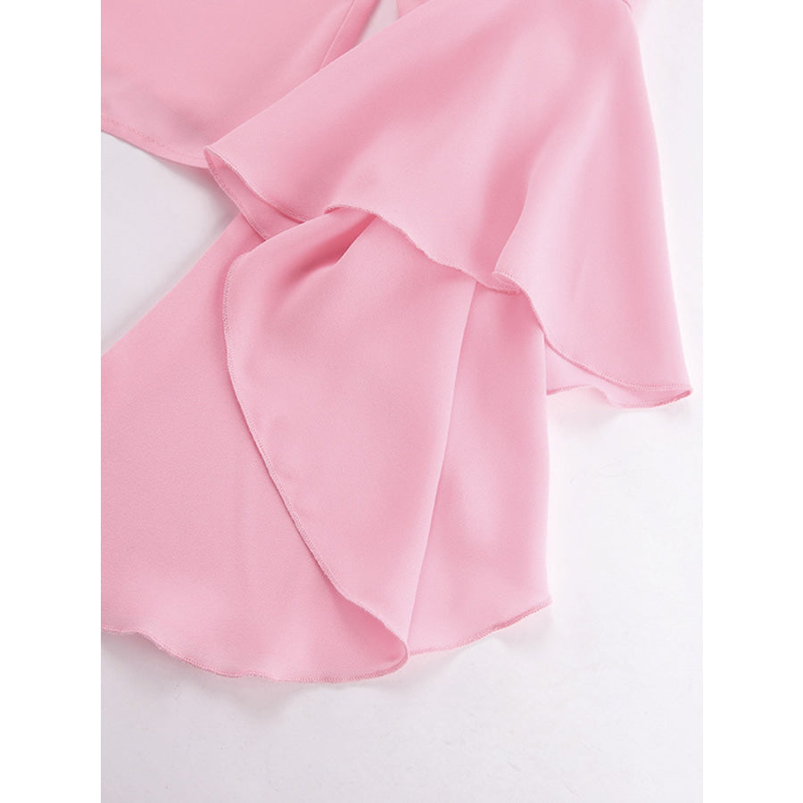 Ruffle Trim Flounce Sleeve Blouse Apparel and Accessories