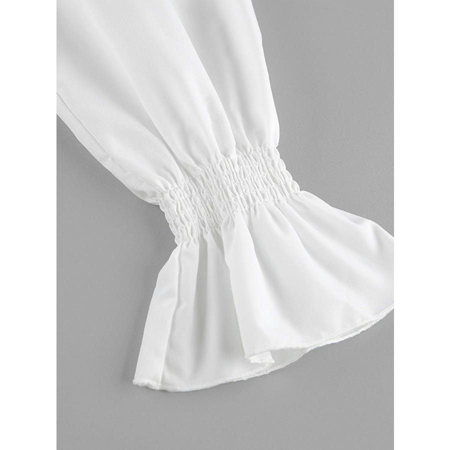 Ruffle Trim Long Sleeve Blouse Apparel and Accessories