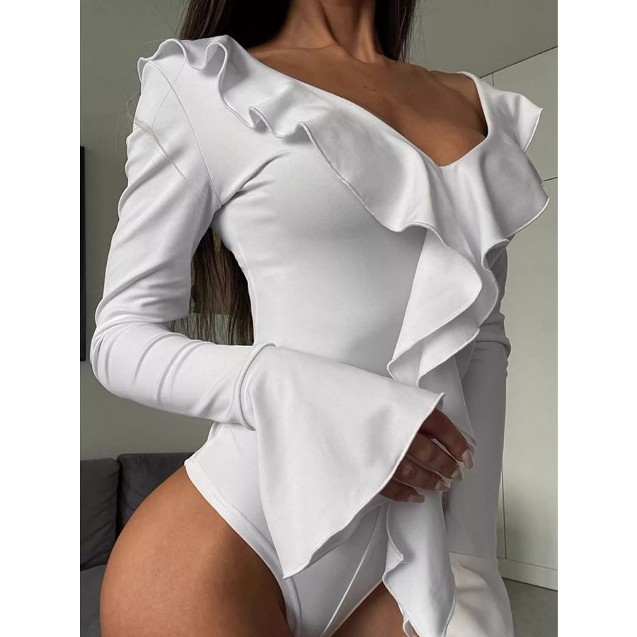 Ruffle Trim Long Sleeve Bodysuit Apparel and Accessories