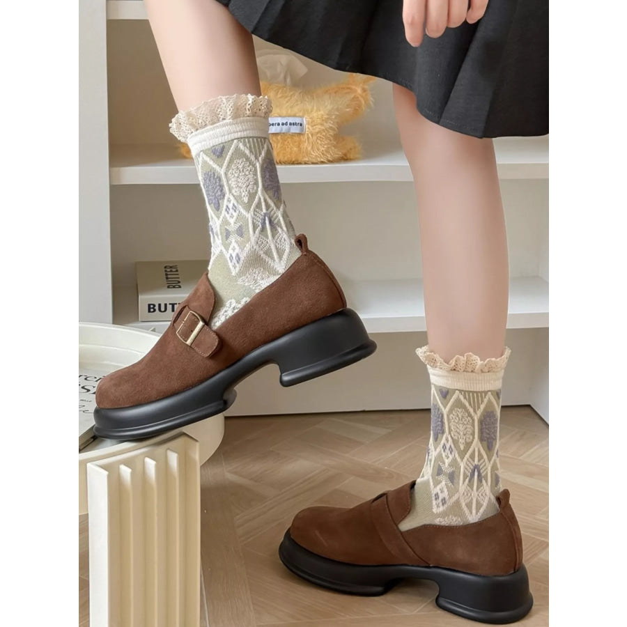 Ruffle-Trim Mid-Calf Socks Apparel and Accessories
