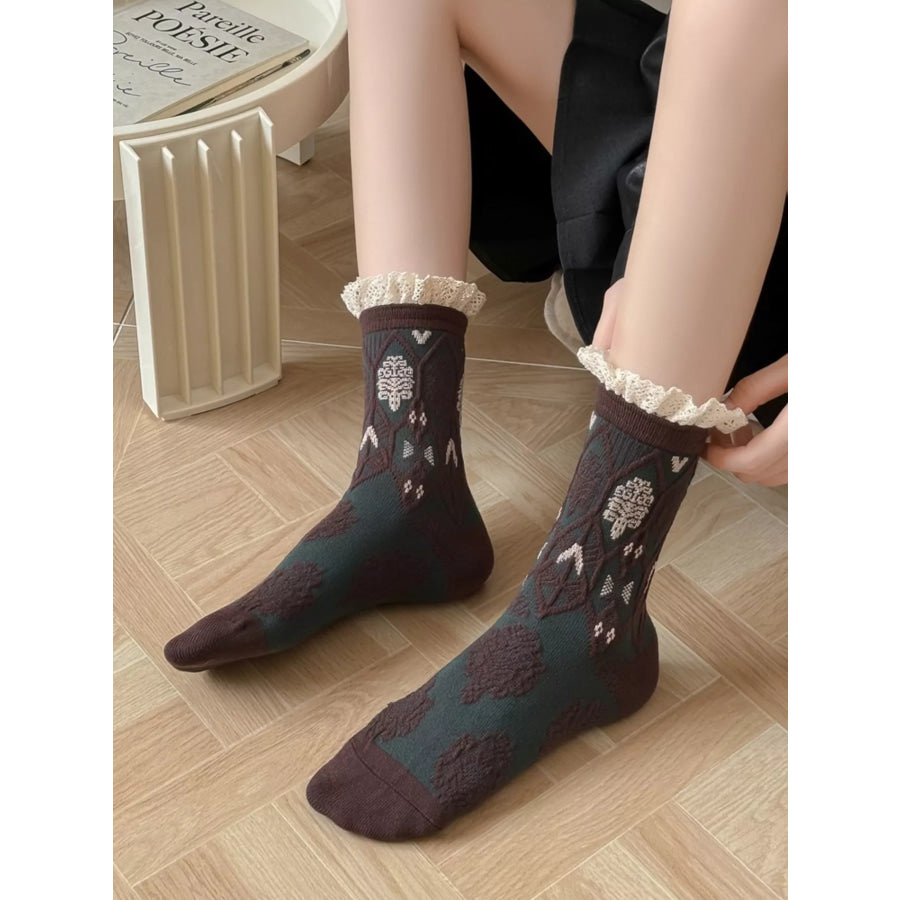 Ruffle-Trim Mid-Calf Socks Apparel and Accessories