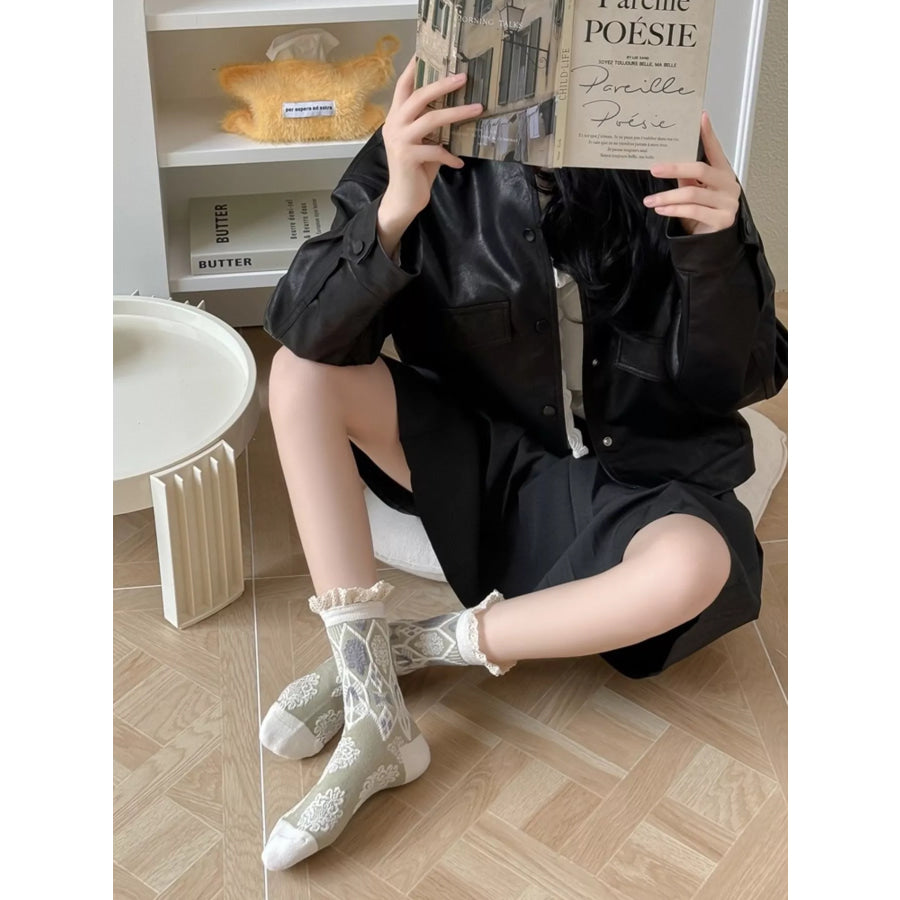 Ruffle-Trim Mid-Calf Socks Apparel and Accessories
