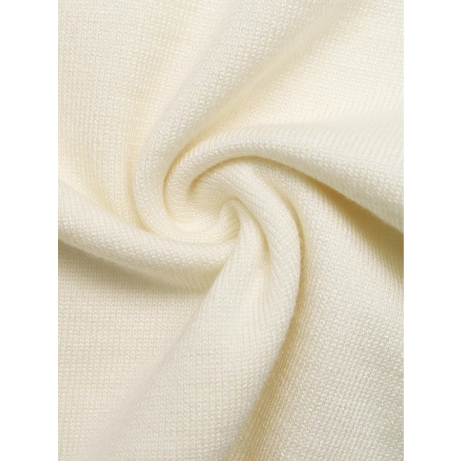 Ruffle Trim Pearl Button V-Neck Knit Top Apparel and Accessories