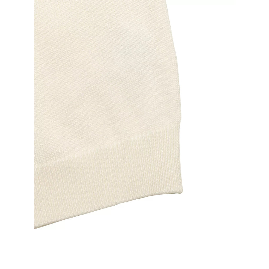 Ruffle Trim Pearl Button V-Neck Knit Top Apparel and Accessories