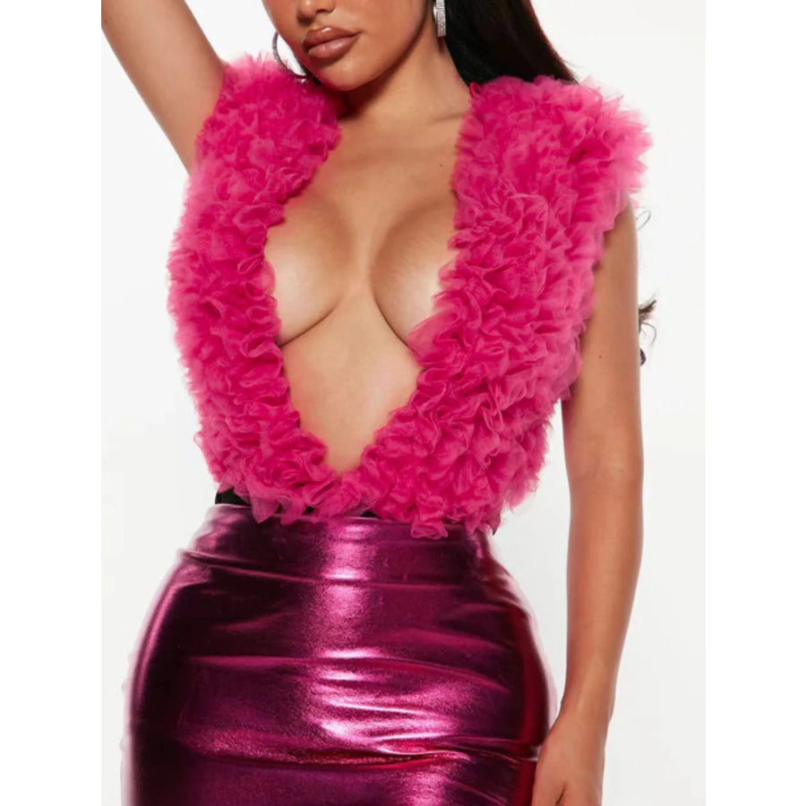 Ruffle Trim Sleeveless Bodysuit Apparel and Accessories