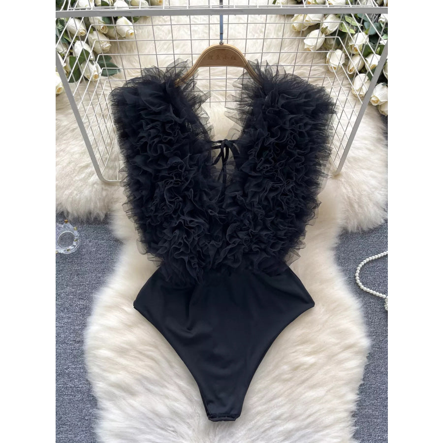 Ruffle Trim Sleeveless Bodysuit Apparel and Accessories