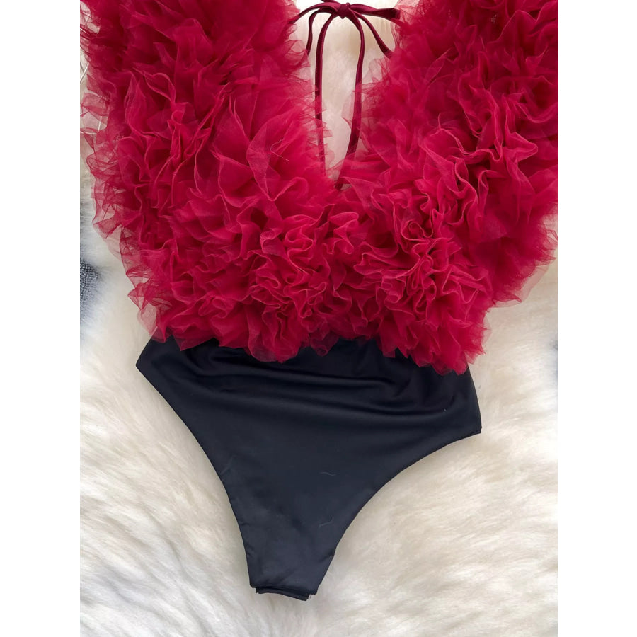Ruffle Trim Sleeveless Bodysuit Apparel and Accessories