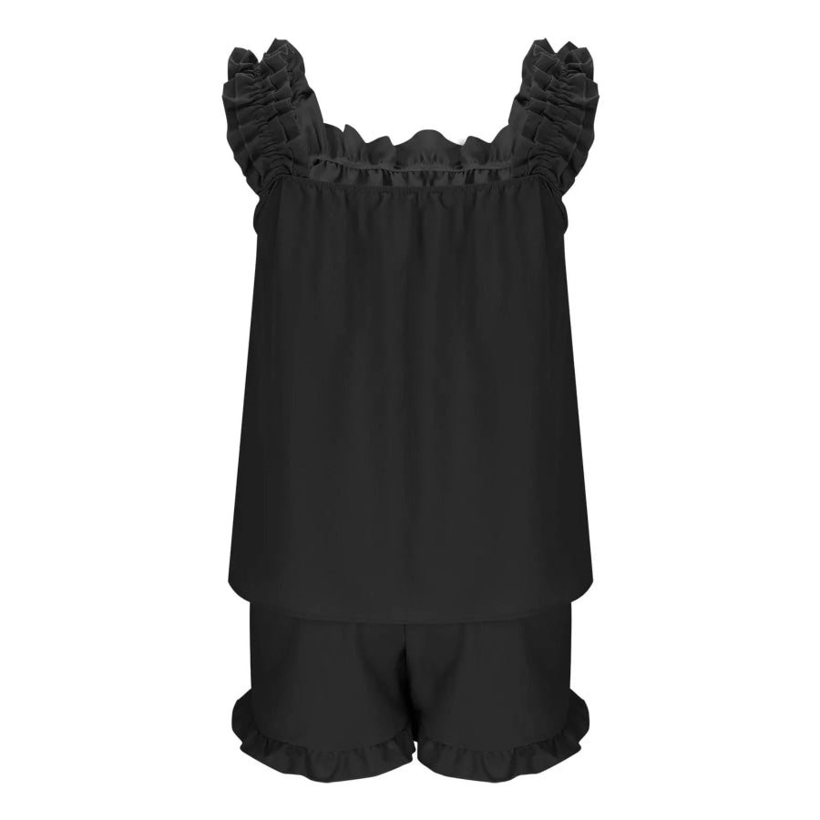 Ruffle Trim Sleeveless Top and Shorts Set Apparel and Accessories