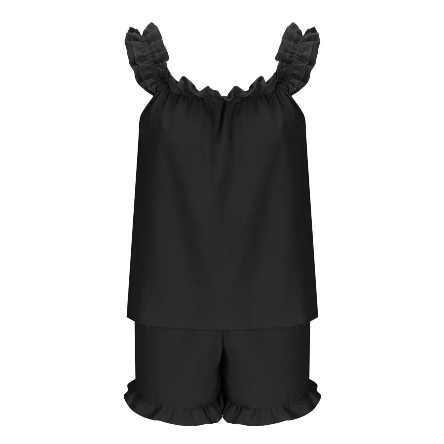 Ruffle Trim Sleeveless Top and Shorts Set Apparel and Accessories