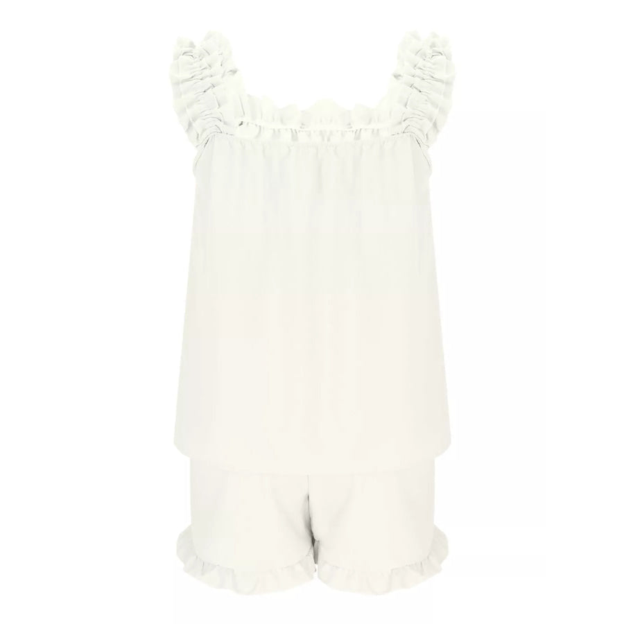 Ruffle Trim Sleeveless Top and Shorts Set Apparel and Accessories