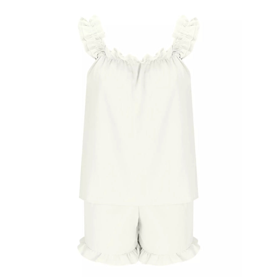 Ruffle Trim Sleeveless Top and Shorts Set Apparel and Accessories
