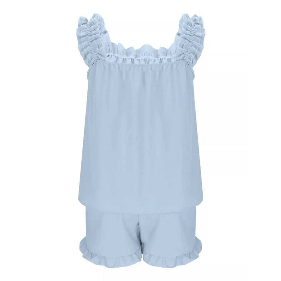 Ruffle Trim Sleeveless Top and Shorts Set Apparel and Accessories