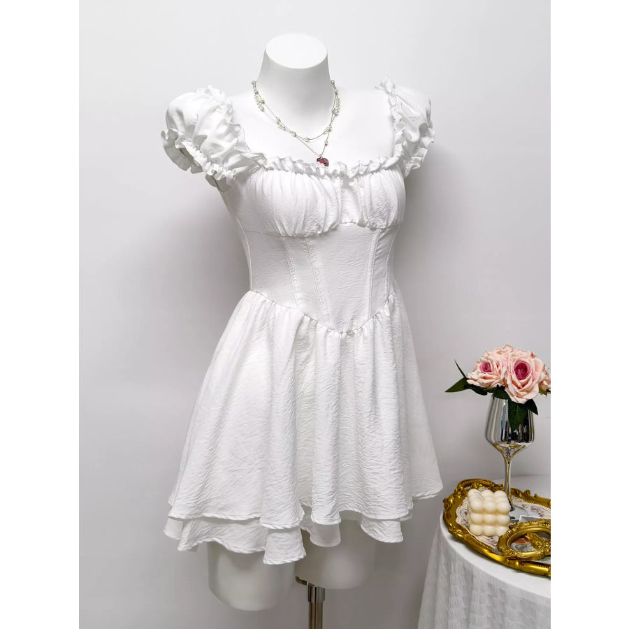 Ruffle Trimmed Layered Mini Dress Apparel and Accessories