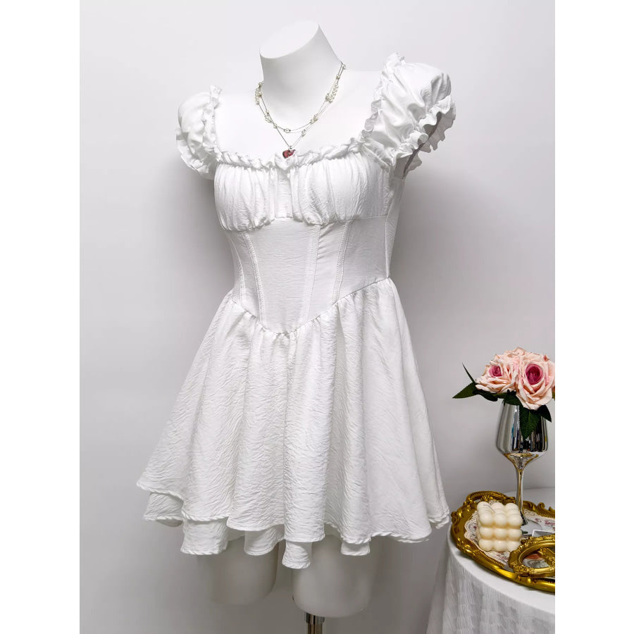 Ruffle Trimmed Layered Mini Dress Apparel and Accessories