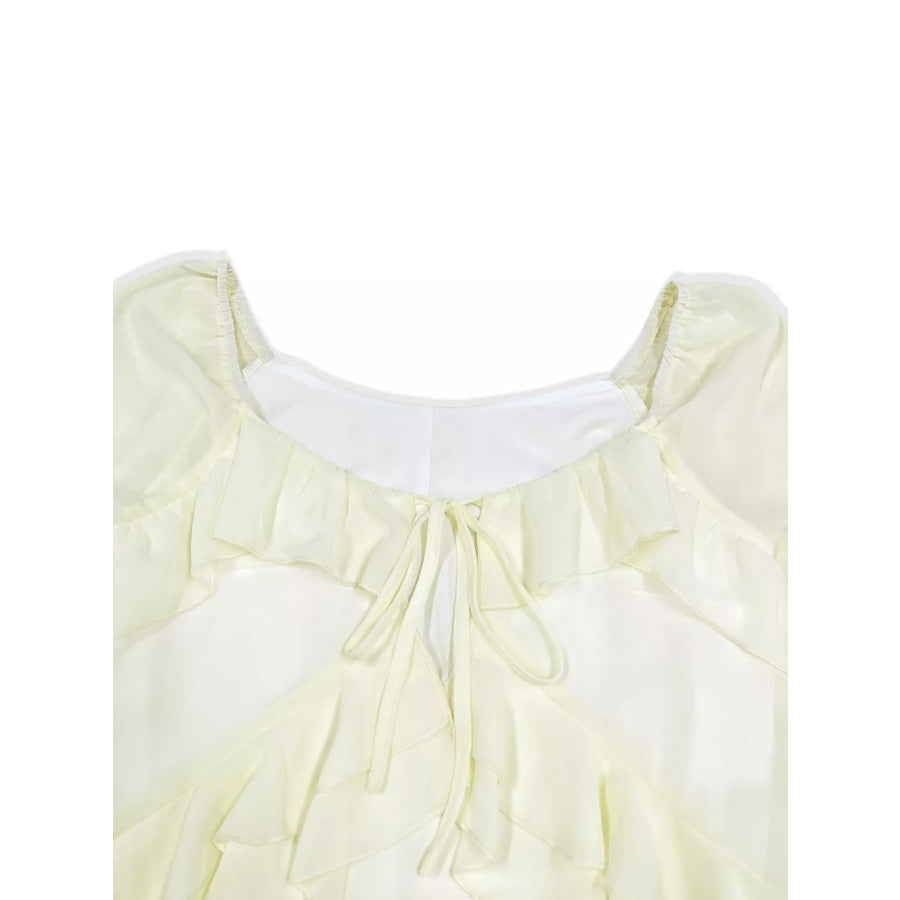 Ruffle Trimmed Long Sleeve Mini Dress Apparel and Accessories