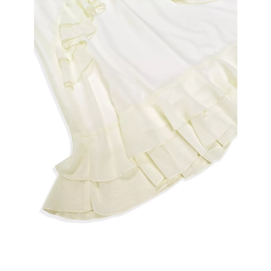 Ruffle Trimmed Long Sleeve Mini Dress Apparel and Accessories