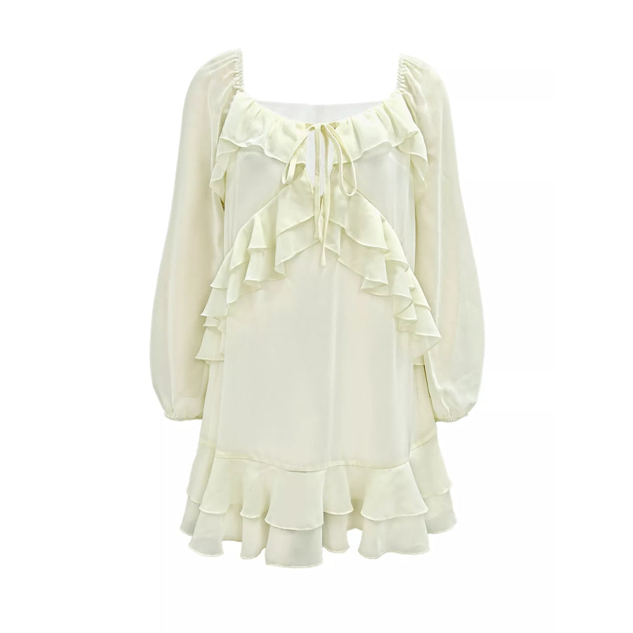 Ruffle Trimmed Long Sleeve Mini Dress Apparel and Accessories