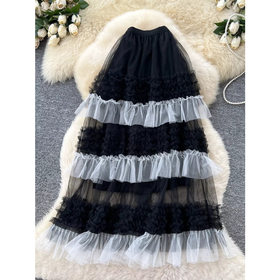 Ruffle Tulle Skirt Black / One Size Apparel and Accessories