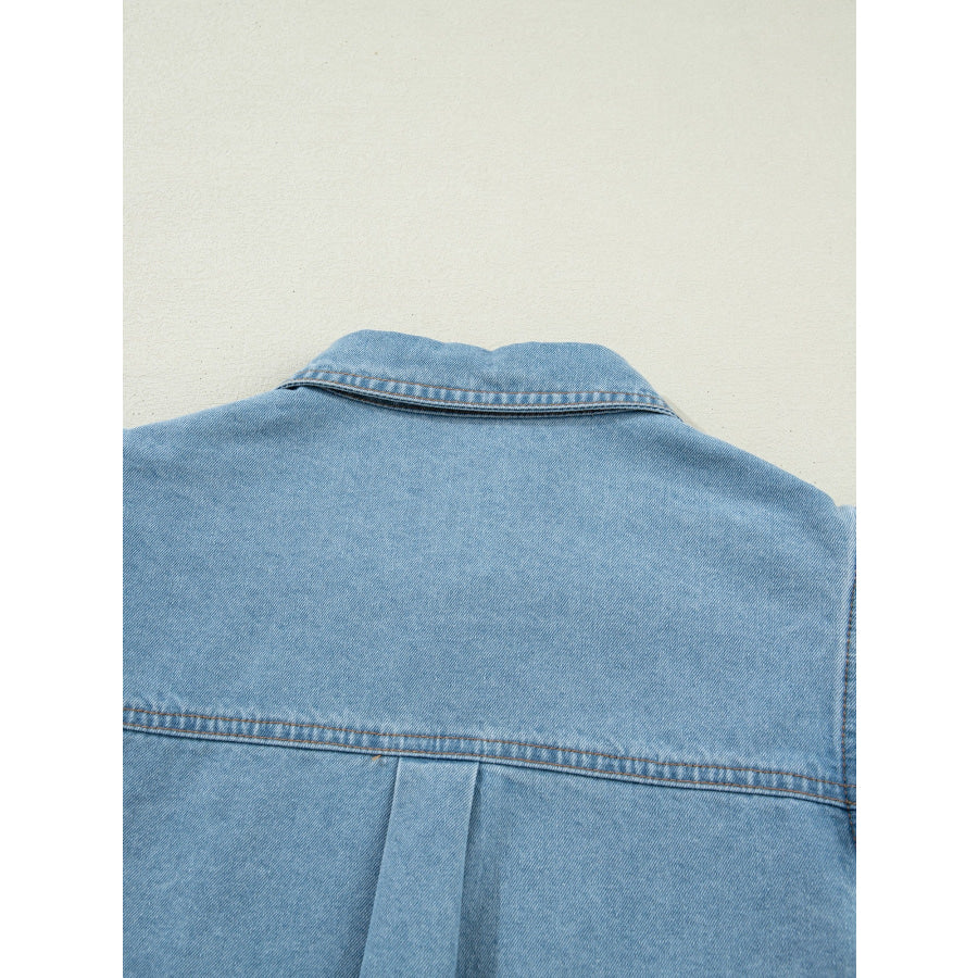 Ruffled Button-Down Denim Shirt Apparel and Accessories