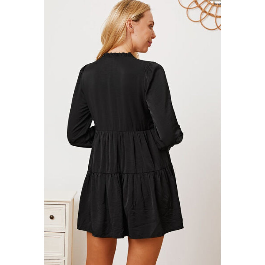 Ruffled Button Up Long Sleeve Tiered Shirt Apparel and Accessories