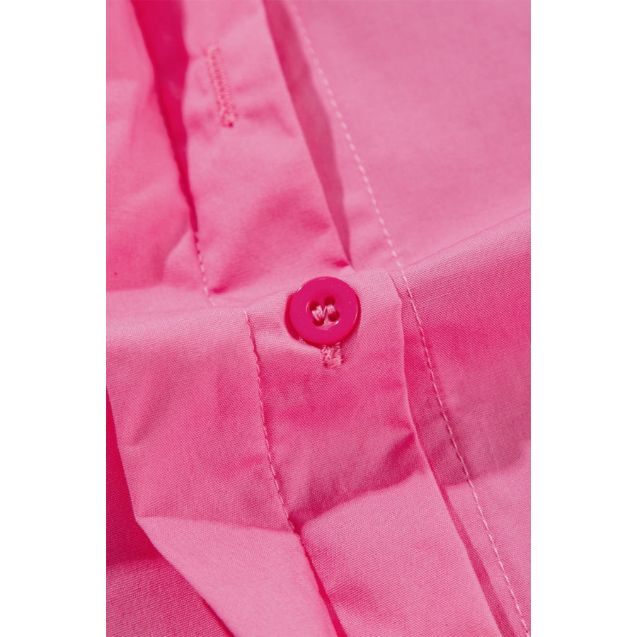 Ruffled Collared Neck Cap Sleeve Shirt Apparel and Accessories