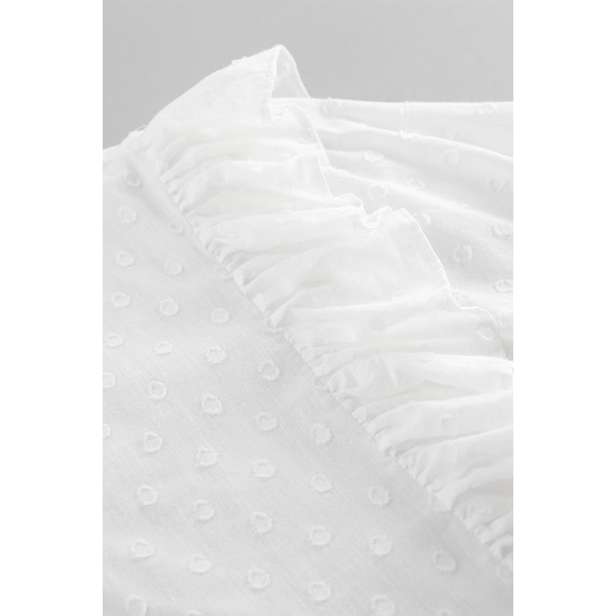 Ruffled Dot Applique Collared Neck Top and Shorts Set Apparel and Accessories