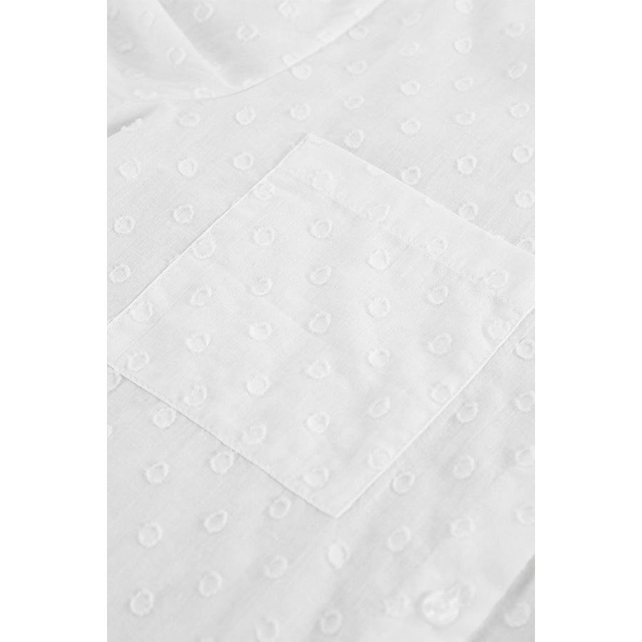 Ruffled Dot Applique Collared Neck Top and Shorts Set Apparel and Accessories