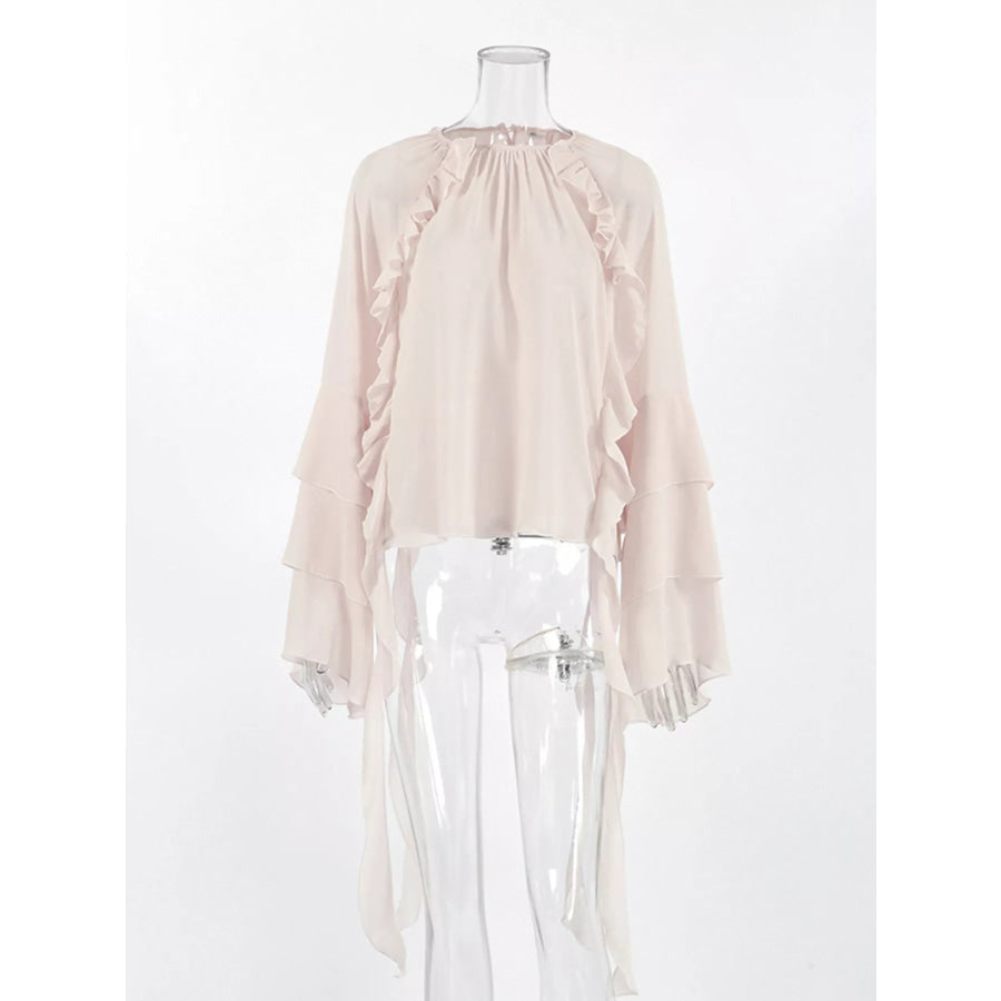 Ruffled Flare Sleeve Blouse Apparel and Accessories